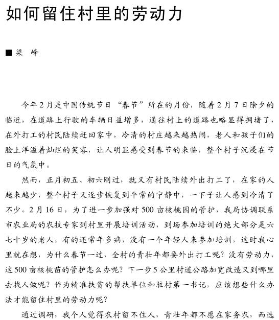 梁峰:如何留住村里的勞動(dòng)力(圖1)