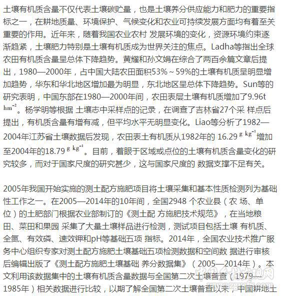 楊帆等:近30年中國(guó)農(nóng)田耕層土壤有機(jī)質(zhì)含量變化(圖1)